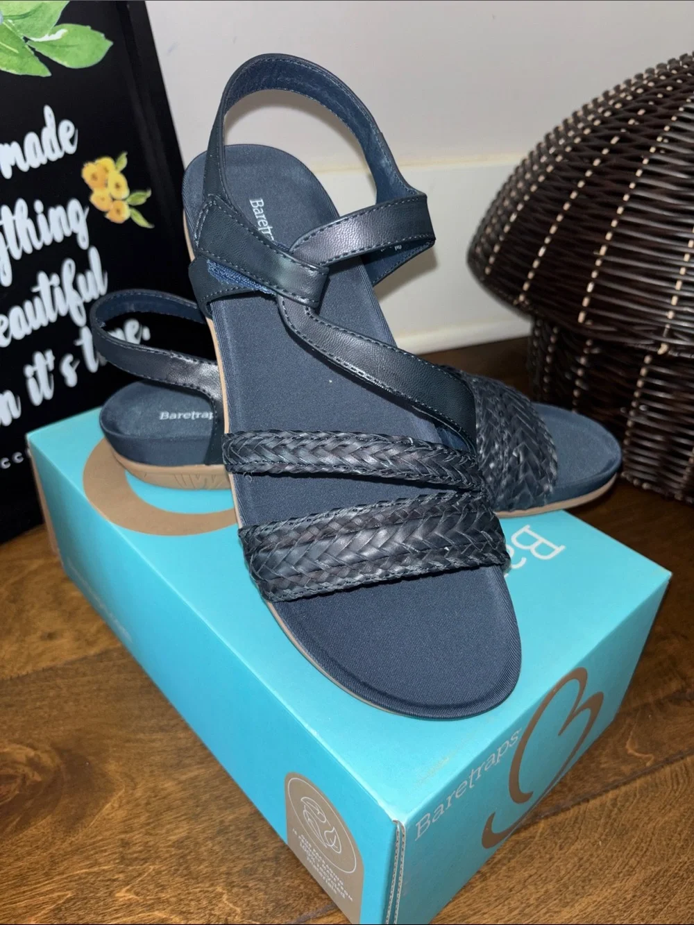 BareTraps Jalen Navy Braided Slingback Sandals for Women 9M